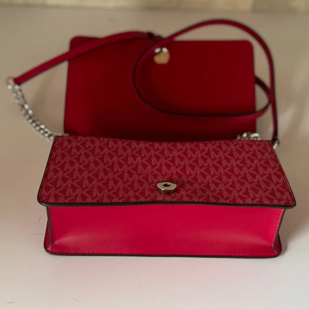 Michael Kors Jet Set Travel MD Shoulder Flap Crossbody Bag MK Dark Raspberry - Picture 11 of 16